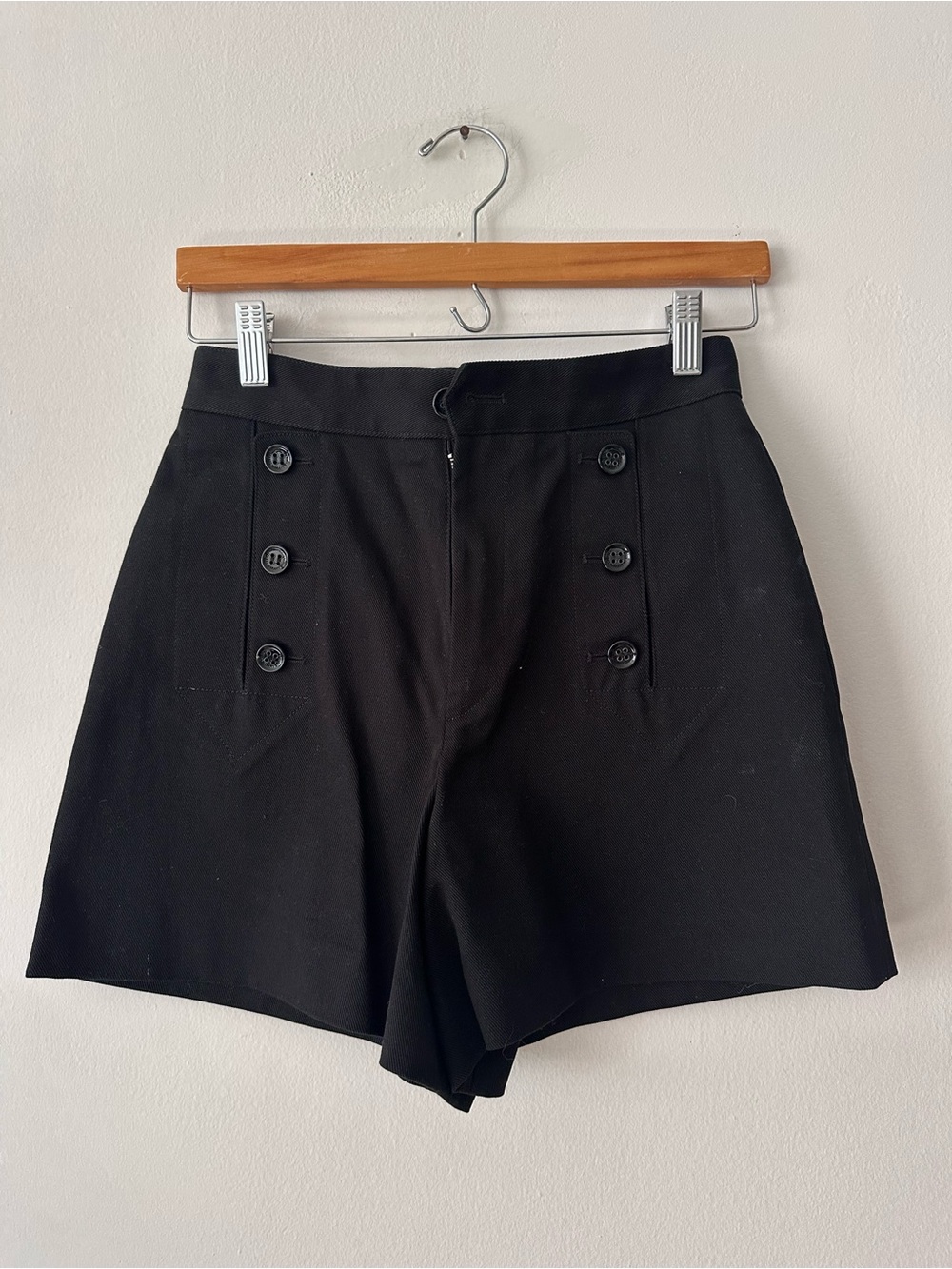 Isabel Marant Black High Waisted Button Shorts sailor style size 36/2